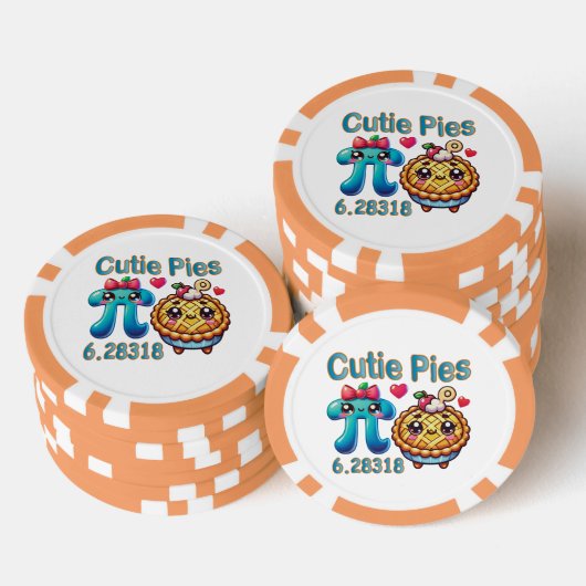 Leuke "Cutie Pies" Schattigee Pi Symbool & Pie Pun Poker Chips (Opstapeling)