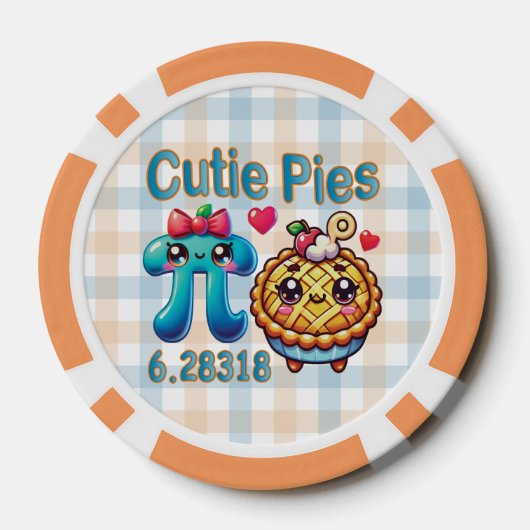 Leuke "Cutie Pies" Schattigee Pi Symbool & Pie Pun Poker Chips (Achterkant)