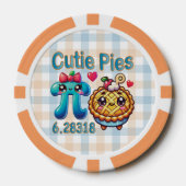 Leuke "Cutie Pies" Schattigee Pi Symbool & Pie Pun Poker Chips (Voorkant)