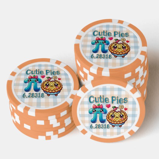Leuke "Cutie Pies" Schattigee Pi Symbool & Pie Pun Poker Chips (Opstapeling)