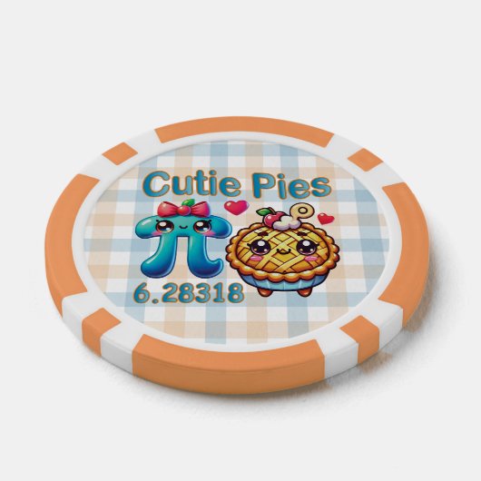 Leuke "Cutie Pies" Schattigee Pi Symbool & Pie Pun Poker Chips (Enkel)