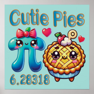 Leuke "Cutie Pies" Schattigee Pi Symbool & Pie Pun Poster