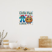 Leuke "Cutie Pies" Schattigee Pi Symbool & Pie Pun Poster (Keuken)