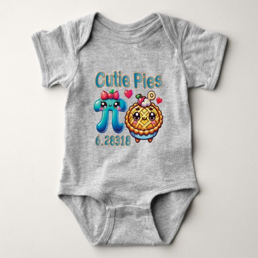Leuke "Cutie Pies" Schattigee Pi Symbool & Pie Pun Romper (Voorkant)