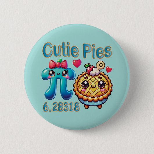 Leuke "Cutie Pies" Schattigee Pi Symbool & Pie Pun Ronde Button 5,7 Cm (Voorkant)
