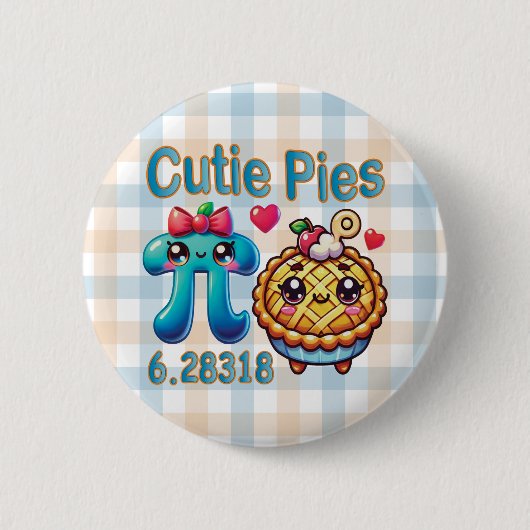 Leuke "Cutie Pies" Schattigee Pi Symbool & Pie Pun Ronde Button 5,7 Cm (Voorkant)