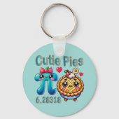 Leuke "Cutie Pies" Schattigee Pi Symbool & Pie Pun Sleutelhanger (Voorkant)