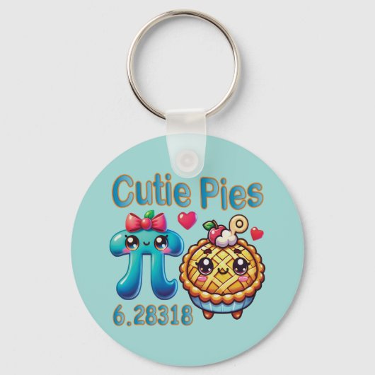 Leuke "Cutie Pies" Schattigee Pi Symbool & Pie Pun Sleutelhanger (Voorkant)