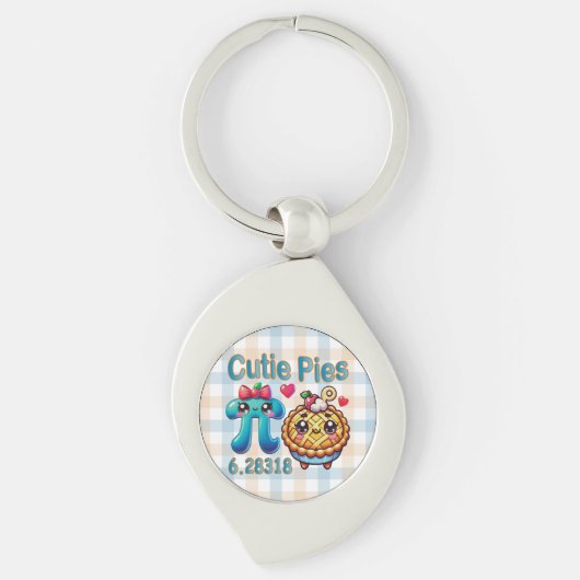 Leuke "Cutie Pies" Schattigee Pi Symbool & Pie Pun Sleutelhanger (Voorkant)