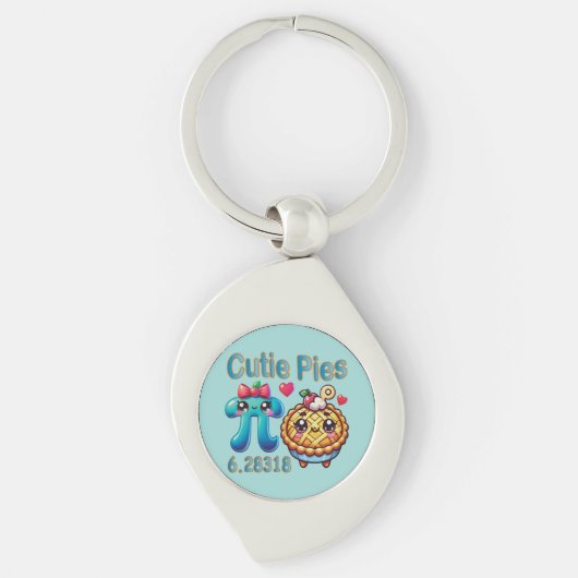 Leuke "Cutie Pies" Schattigee Pi Symbool & Pie Pun Sleutelhanger (Voorkant)
