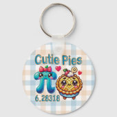 Leuke "Cutie Pies" Schattigee Pi Symbool & Pie Pun Sleutelhanger (Voorkant)