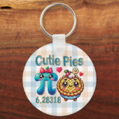 Leuke "Cutie Pies" Schattigee Pi Symbool & Pie Pun Sleutelhanger (Voorkant)
