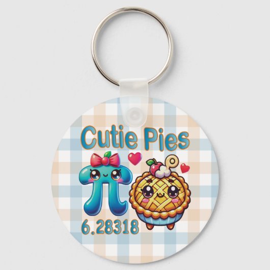 Leuke "Cutie Pies" Schattigee Pi Symbool & Pie Pun Sleutelhanger (Achterkant)