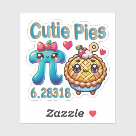 Leuke "Cutie Pies" Schattigee Pi Symbool & Pie Pun Sticker (Vel)