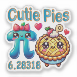 Leuke "Cutie Pies" Schattigee Pi Symbool & Pie Pun Sticker