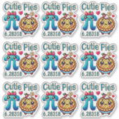 Leuke "Cutie Pies" Schattigee Pi Symbool & Pie Pun Sticker (Voorkant)