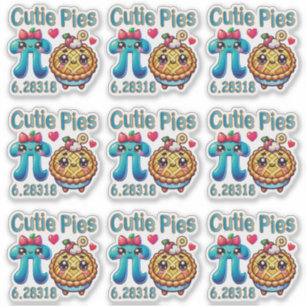 Leuke "Cutie Pies" Schattigee Pi Symbool & Pie Pun Sticker