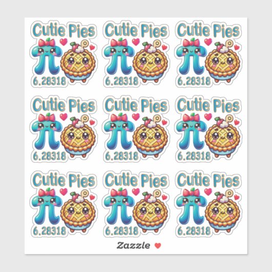 Leuke "Cutie Pies" Schattigee Pi Symbool & Pie Pun Sticker (Vel)