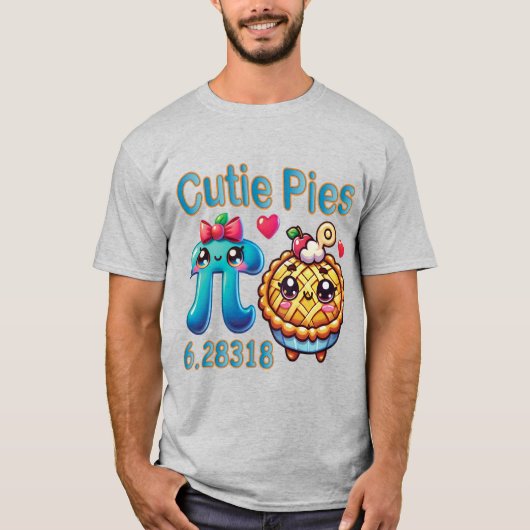 Leuke "Cutie Pies" Schattigee Pi Symbool & Pie Pun T-shirt (Voorkant)