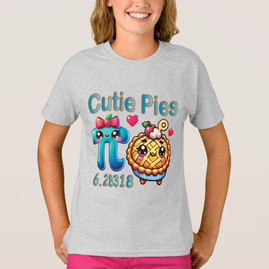 Leuke "Cutie Pies" Schattigee Pi Symbool & Pie Pun T-shirt (Voorkant)