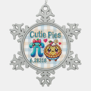 Leuke "Cutie Pies" Schattigee Pi Symbool & Pie Pun Tin Sneeuwvlok Ornament