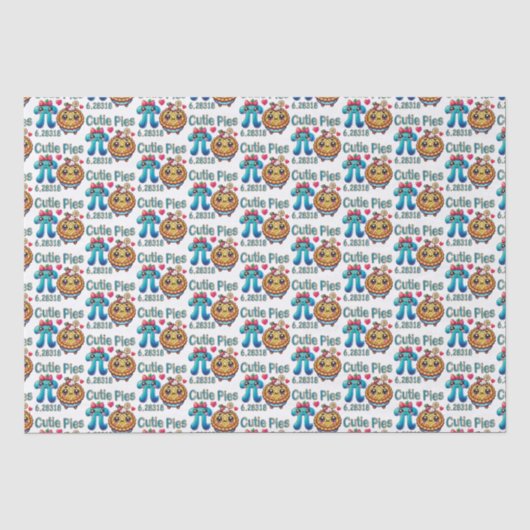 Leuke "Cutie Pies" Schattigee Pi Symbool & Pie Pun Tissuepapier (Voorkant)