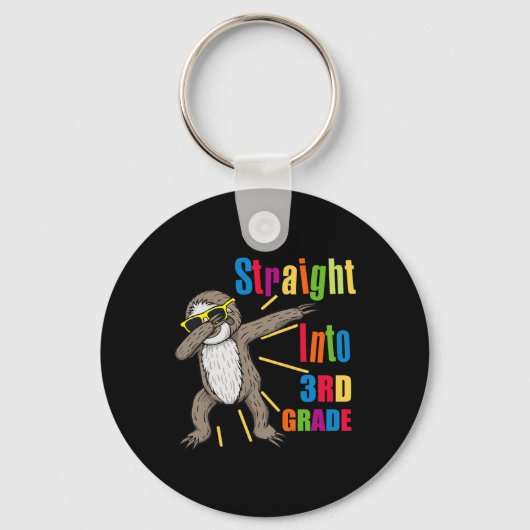 Leuke Dabbing Sloth Recht in 3e klas Fi Sleutelhanger (Voorkant)