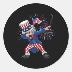 Leuke Dabbing Uncle Sam Ice Hockey Puck Onafhankel Ronde Sticker