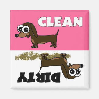Leuke Dachshund Clean / Vuile Vaatwasser Magnet