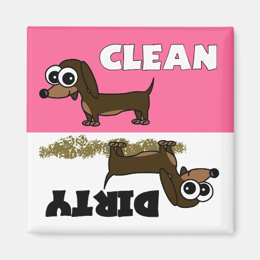 Leuke Dachshund Clean / Vuile Vaatwasser Magnet (Voorkant)