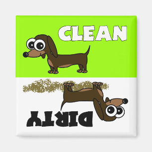 Leuke Dachshund Clean / Vuile Vaatwasser Magnet