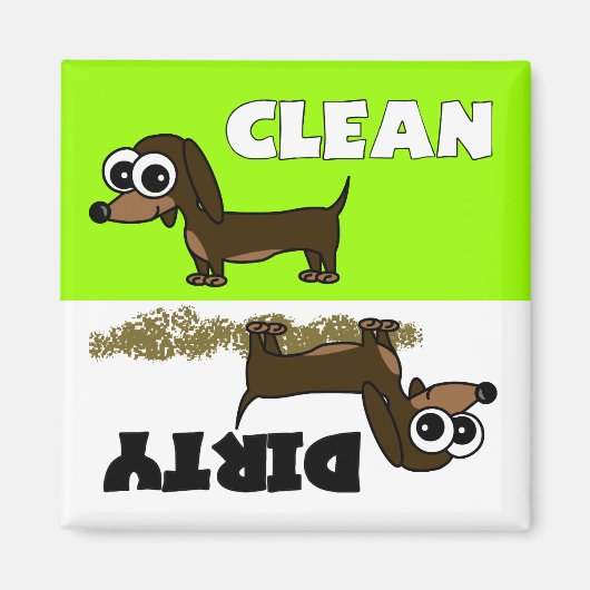 Leuke Dachshund Clean / Vuile Vaatwasser Magnet (Voorkant)