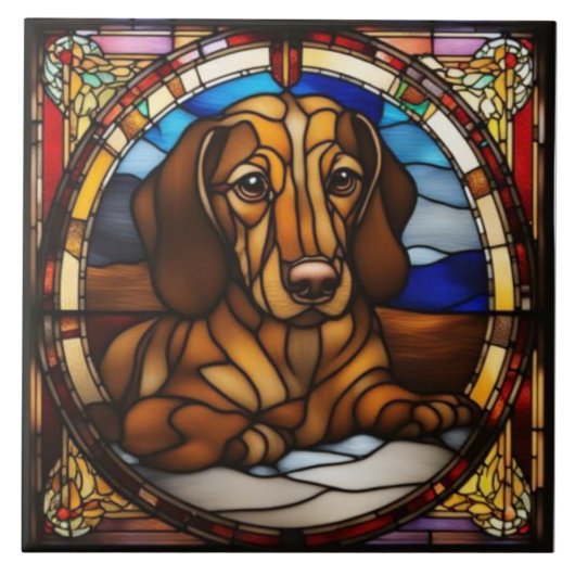 Leuke Dachshund decoratieve keramische tegel Tegeltje (Voorkant)