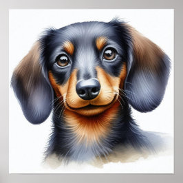 Leuke Dachshund Dog in de Waterverf Poster