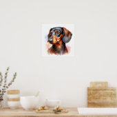 Leuke Dachshund Dog in de Waterverf Poster (Keuken)