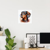 Leuke Dachshund Dog in de Waterverf Poster (Thuiskantoor)