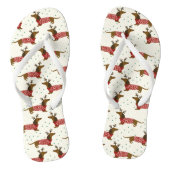 Leuke Dachshund Dog Snow Winter Kerst Feestdagen Teenslippers (Voetbed)