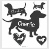 Leuke Dachshund Dog Zwart en Wit  Sticker (Vel)