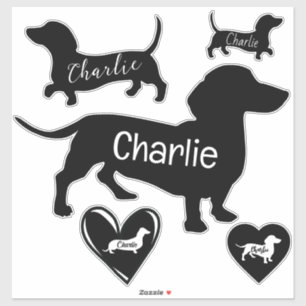 Leuke Dachshund Dog Zwart en Wit  Sticker