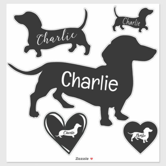 Leuke Dachshund Dog Zwart en Wit Sticker (Vel)
