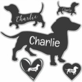 Leuke Dachshund Dog Zwart en Wit Sticker (Voorkant)
