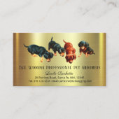 Leuke Dachshund Doxie Pups Pet Grooming Gold Chic Visitekaartje (Voorkant)