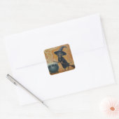 Leuke Dachshund heks Vierkante Sticker (Envelop)