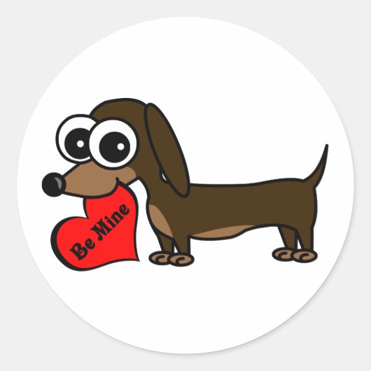 Leuke Dachshund Holding zijn mijn hart Ronde Sticker (Voorkant)