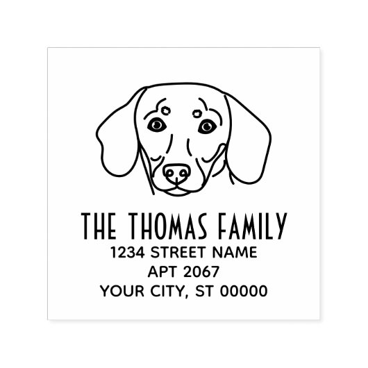 Leuke Dachshund Hond Gezichtsnaam Retouradres Zelfinktende Stempel (Design)