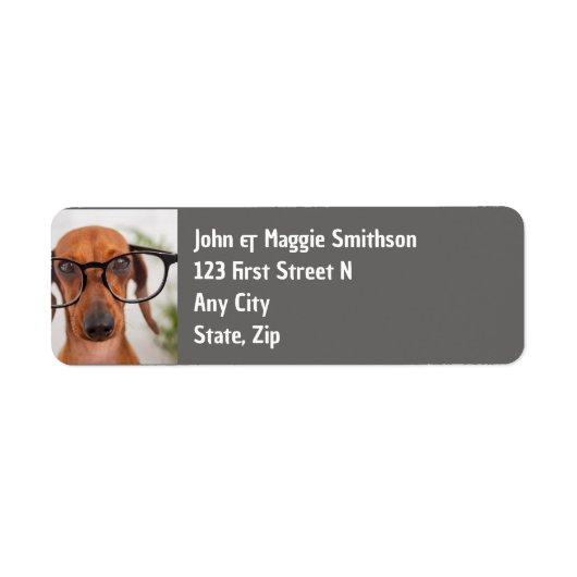 Leuke Dachshund Hond met bril Pet Etiket (Voorkant)