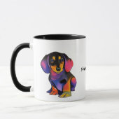 Leuke DACHSHUND mok/cup met bewerkbare naam Mok (Links)