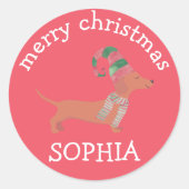 Leuke Dachshund puppies hondenliefhebber Vrolijk k Ronde Sticker (Voorkant)