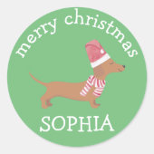 Leuke Dachshund puppies hondenliefhebber Vrolijk k Ronde Sticker (Voorkant)