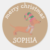 Leuke Dachshund puppies hondenliefhebber Vrolijk k Ronde Sticker (Voorkant)